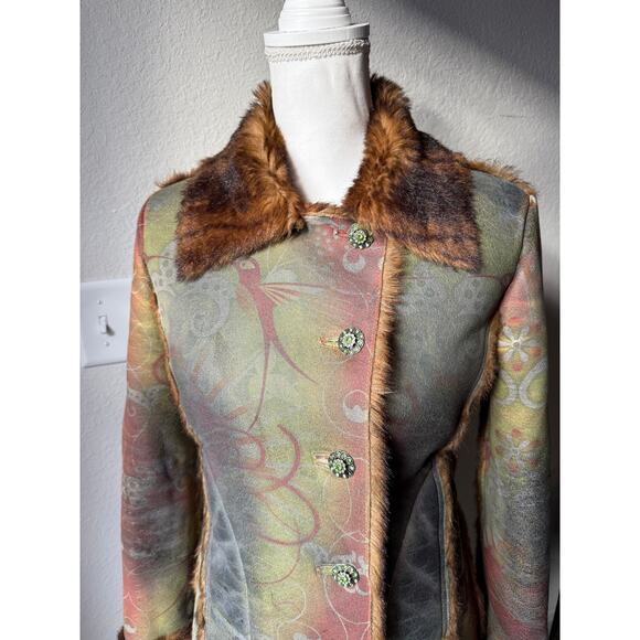 Fur Lined Colorful Coat - Picture 3 of 10
